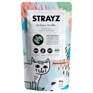 6x 85g STRAYZ Bio Pouch Zalm & Broccoli Nat Kattenvoer