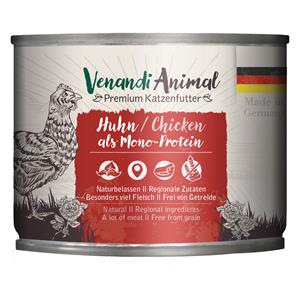 6x200g Venandi Animal Monoprotein Kip kattenvoer nat