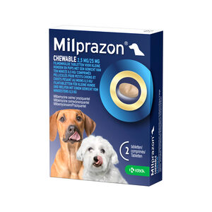 Milprazon Chewable Entwurmungstabletten Welpe und kleiner Hund (2,5 mg / 25 mg) 2 Tabletten