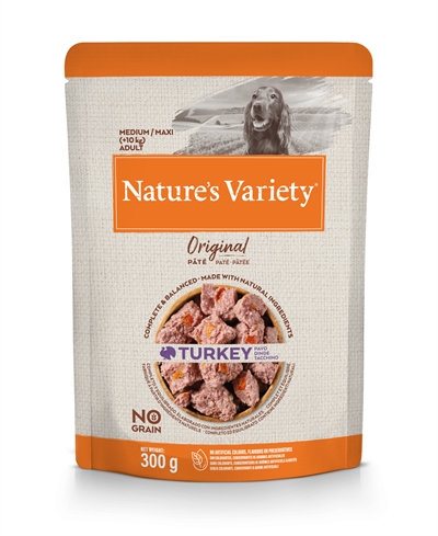 NATURES VARIETY original adult medium / maxi pouch turkey no grain (300 GR)