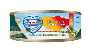Renske vers bereid kip met rund natvoer hond (blik) 2 trays (48 x 95 g)