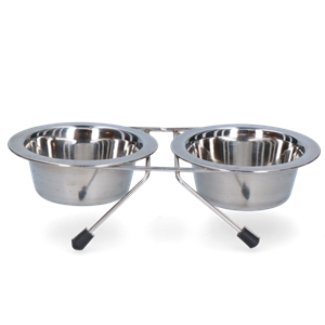 Merkloos Voer en drinkbak RVS met standaard 200ml Ø 11cm