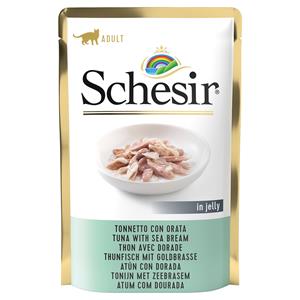 6x85g Tonijn met Zeebrasem in Gelei Schesir Kattenvoer Maaltijdzakjes