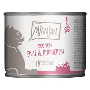 6x 200g MjAMjAM Duo malse eend & kip met wortels nat kattenvoer