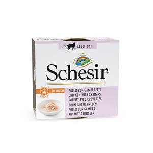 Schesir 24x70g in saus Kip met Garnalen  Natural Kattenvoer Nat