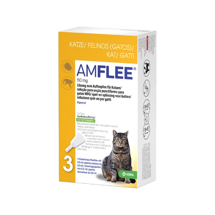 Amflee Vlooien en tekenmiddel voor katten 3 x 50 mg