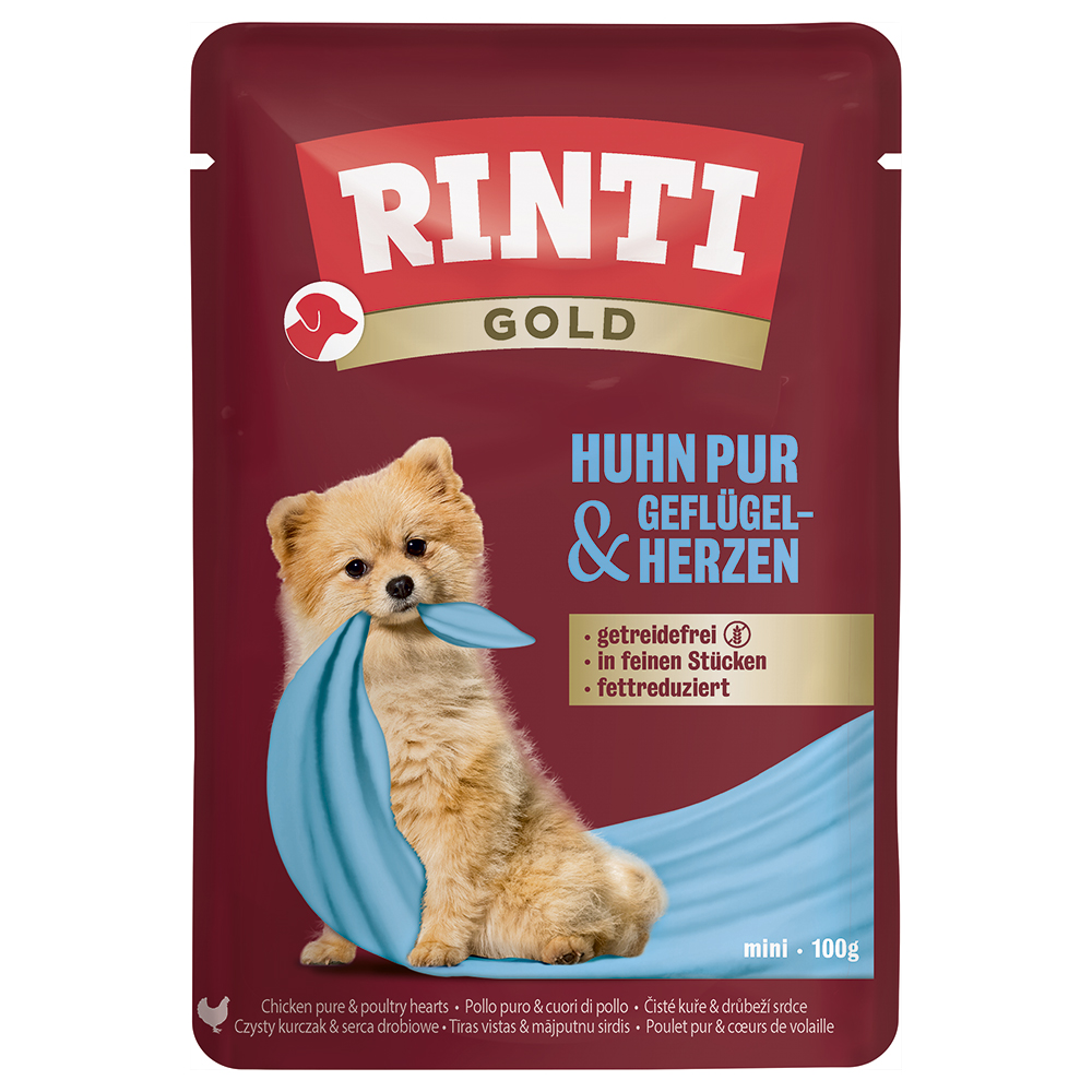 RINTI Gold 10 x 100 g Hondenvoer - Kip Puur & Gevogeltehart