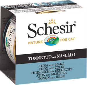 Schesir tonijn met heek (jelly) natvoer kat (blikjes 85 g) 4 trays (56 x 85 g)
