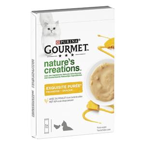 Gourmet Nature's Creations Puree met Kip en een vleugje Pompoen kattensnacks 5x10gr