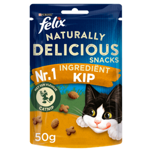 Felix Naturally Delicious met kip en vleugje kattenkruid snacks 8 x 50 g