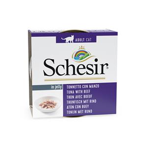 6x85g In Gelei Tonijn met Runderfilet Schesir Kattenvoer