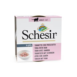 6x85g In Gelei Tonijn met Ham Schesir Kattenvoer