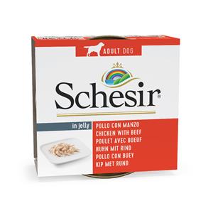 6x150g Kip met Rund Schesir Hondenvoer nat
