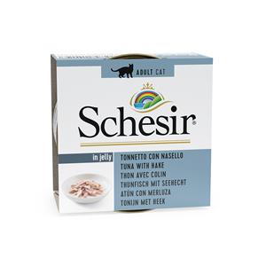 6x85g In Gelei Tonijn met Heek Schesir Kattenvoer