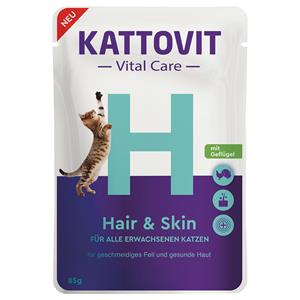 6x85g Kattovit Vital Care Hair & Skin Pouches met Gevogelte nat kattenvoer