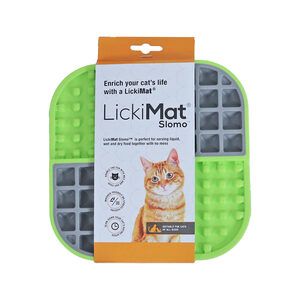 LickiMat Slomo Katze – Grün/Grau – 20 cm