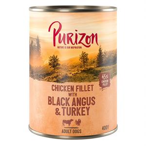 Purizon Enkel Blik 400 g - Kipfilet met Black Angus & Kalkoen, Zoete Aardappel en Cranberry