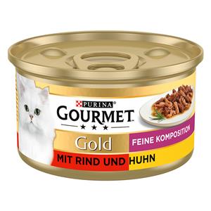 24x 85g Gourmet Gold Fijne Samenstelling Rundvlees en Kip Nat Kattenvoer