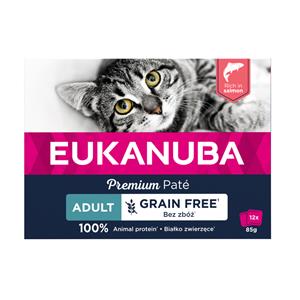 Eukanuba 12x85g  Graanvrij Adult Zalm Nat Kattenvoer