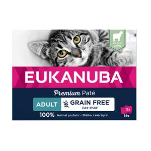 Eukanuba 12x85g  Graanvrij Adult Lam Nat Kattenvoer