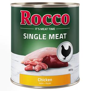Rocco Single Meat 6 x 800 g Hondenvoer - Kip