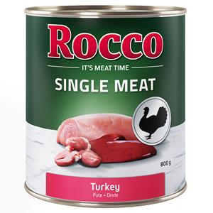 Rocco Single Meat 6 x 800 g Hondenvoer - Kalkoen