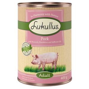 Lukullus Natuurkost Adult Graanvrij Hondenvoer 6 x 400 g - Varken & Broccoli