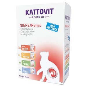 Kattovit Renal Maaltijdzakjes kattenvoer - 12 x 85 g Mix (rund, eend , kalkoen & kip)