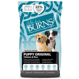 12kg Puppy/Junior Original Kip & Rijst Burns Hondenvoer