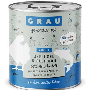 Grau Smulpotje Graanvij Kattenvoer 6 x 800 g - Gevogelte & Zeevis