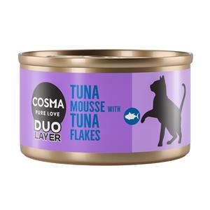 6x70g Tonijnmousse met stukjes Tonijn DUO Layer Cosma Kattenvoer