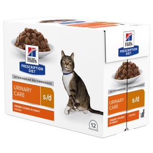 Hill's Prescription Diet S/D Urinary Care nat kattenvoer met kip maaltijdzakje multipack 4 trays (48 x 85 g)