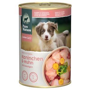 6x 400g Pure Nature Junior Konijn & Kip Hondenvoer Nat