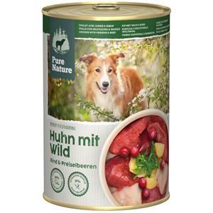 6x 400g Pure Nature Adult Wild & Kip Hondenvoer Nat