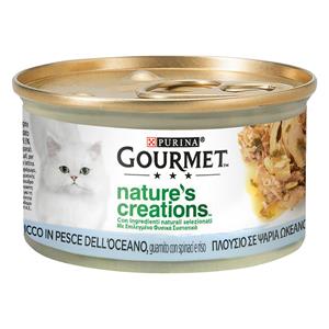 24x 85g Gourmet Nature's Creation Zeevis met spinazie katten natvoer