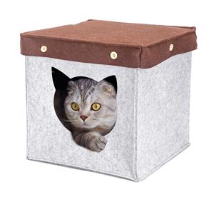 Nobleza Kattenmand - Gesloten doos - Vilt - Grijs -34x34x33 cm