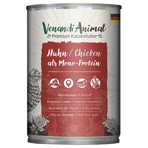 6x400g Venandi Animal Monoprotein Kip kattenvoer nat