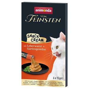Animonda Vom Feinsten Adult Snack-Cream - 6 x 15 g met leverworst + tuingroenten