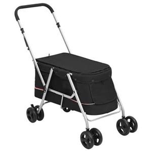 VidaXL Hondenwagen inklapbaar 100x49x96 cm linnenstof zwart