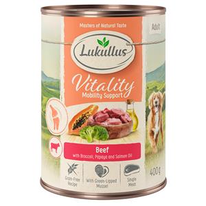 6x400g Vitality Ondersteunt de Mobiliteit: Rund (graanvrij) Rund Lukullus Honden natvoer