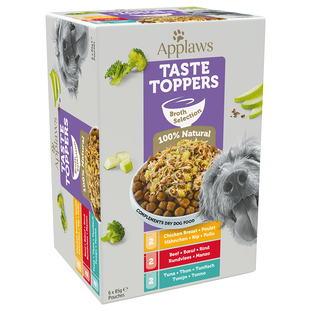 6x85g Applaws Taste Toppers Probeerverpakking Bouillon Hondenvoer nat
