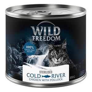 Wild Freedom Adult Sterilised 6 x 200 g - Graanvrij - Cold River - Kip & Koolvis