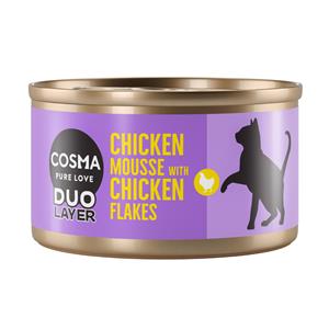 6x70g Kippenmousse met stukjes Kip DUO Layer Cosma Kattenvoer