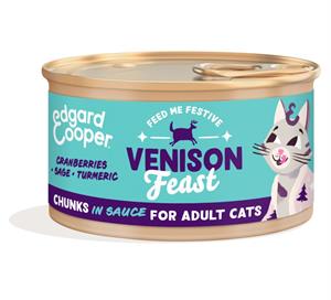 Edgard & Cooper Chunks Feestelijk - Kattenvoer - Hert - Saus - 85 gram