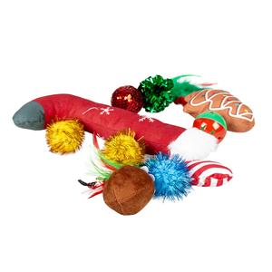 Duvo+ Xmas geschenkzakje - 10 kattenspeeltjes meerkleurig Xmas geschenkzakje met 10 kattenspeeltjes