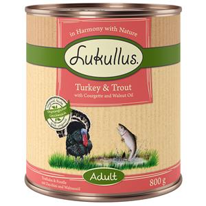 Lukullus Natuurkost Adult Graanvrij Hondenvoer 6 x 800 g - Kalkoen & Forel