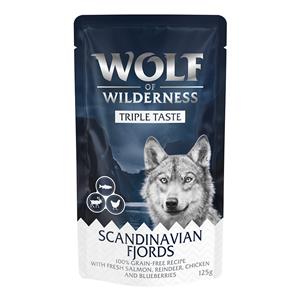 12x125g "Triple Taste" Scandinavian Fjords Wolf of Wilderness Hondenvoer