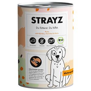 6x 400g STRAYZ Bio Kalkoen met Biologische Pompoen, Biologische Venkel & Biologische Rijst Hondenvoer Nat