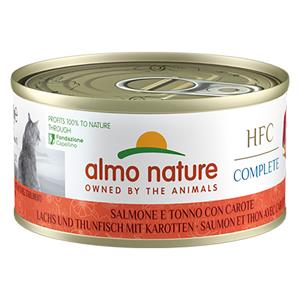 Voordeelpakket: 24x70g Almo Nature HFC Complete Zalm en Tonijn met Wortel Nat Kattenvoer