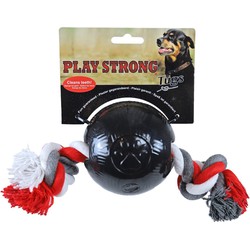 Gebr. de Boon Play Strong rubber bal met floss 10 cm zwart - 